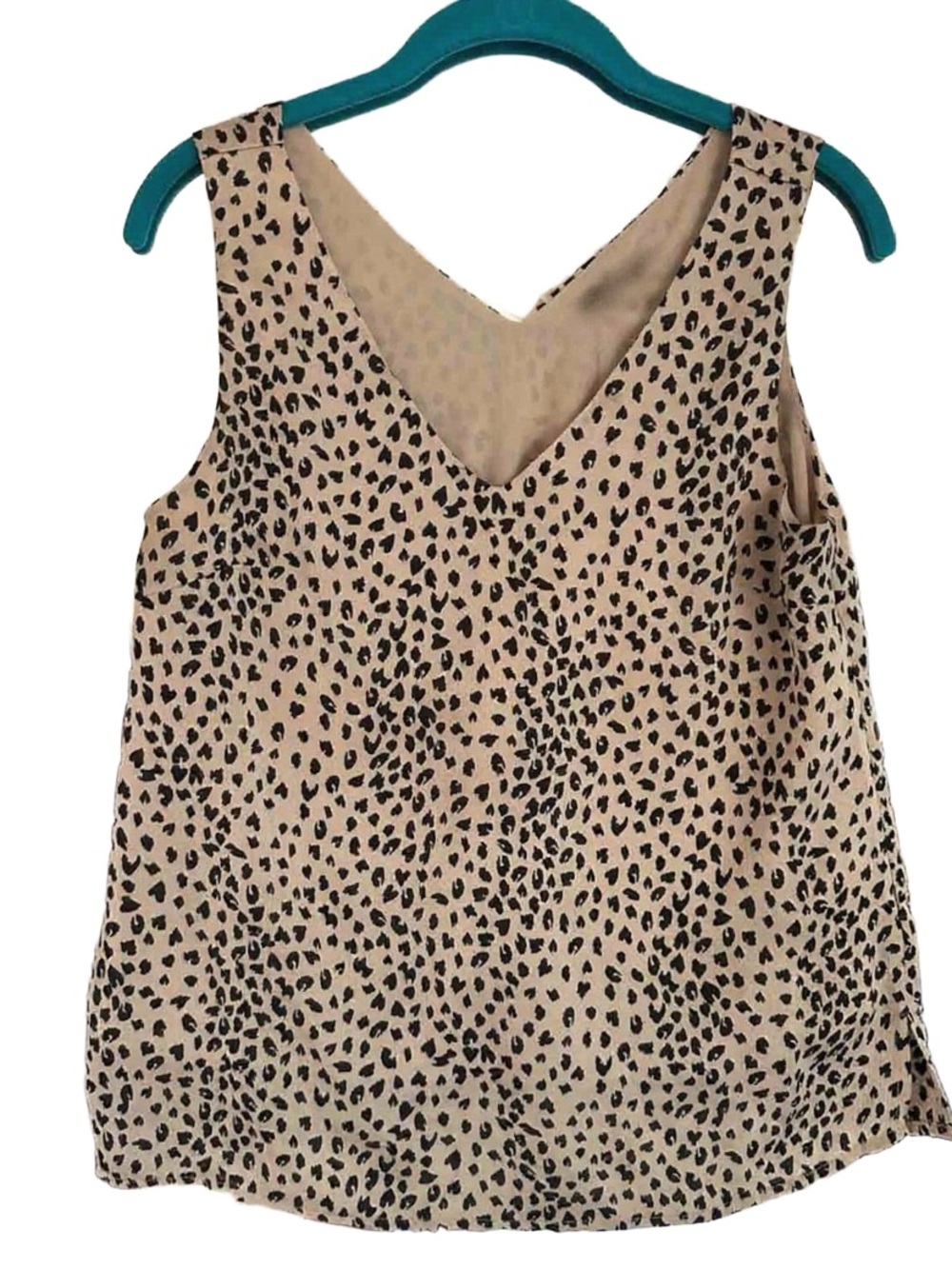 THML Sleeveless V-Neck Leopard Print Top in Beige